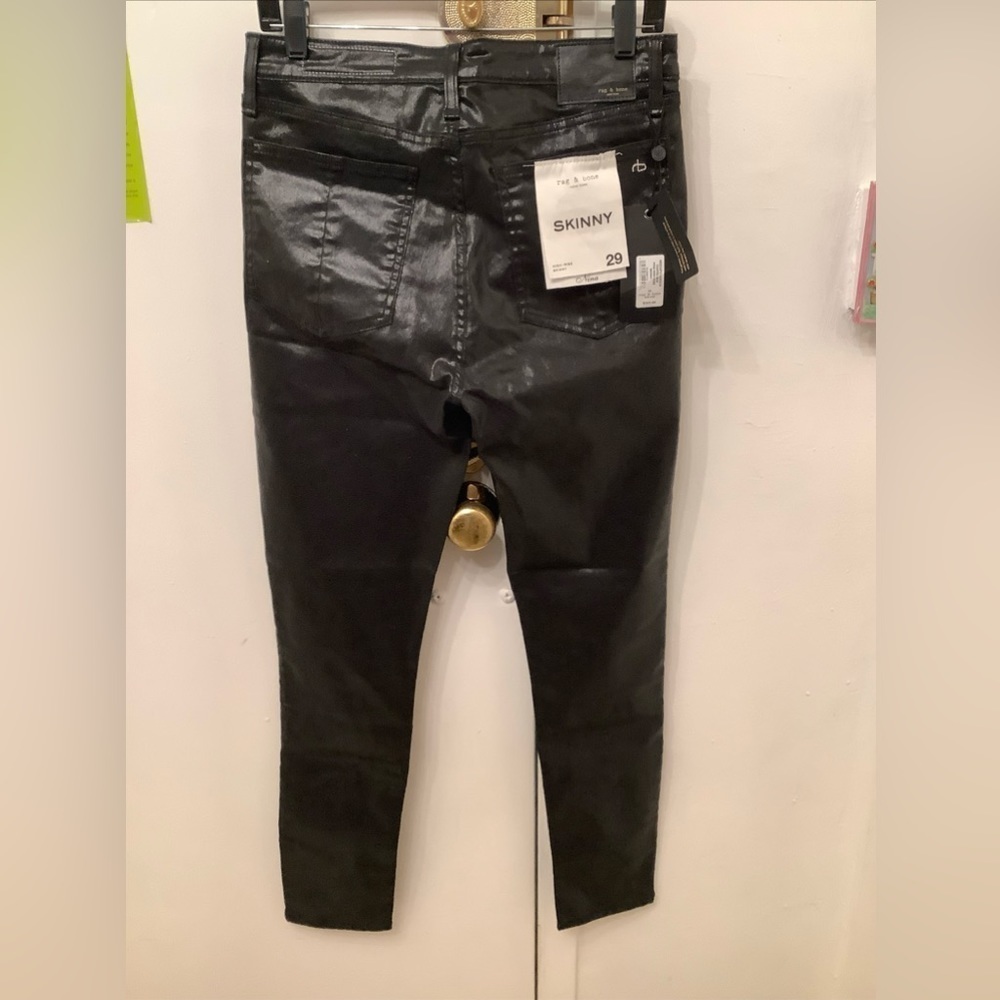 Rag & Bone Nina High Rise Women’s Skinny Jeans In Coated Black​​​​​​​ - Picture 9 of 15